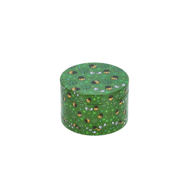 Metall Grinder Stoned Smiley – Grün – 4-teilig, 62 mm