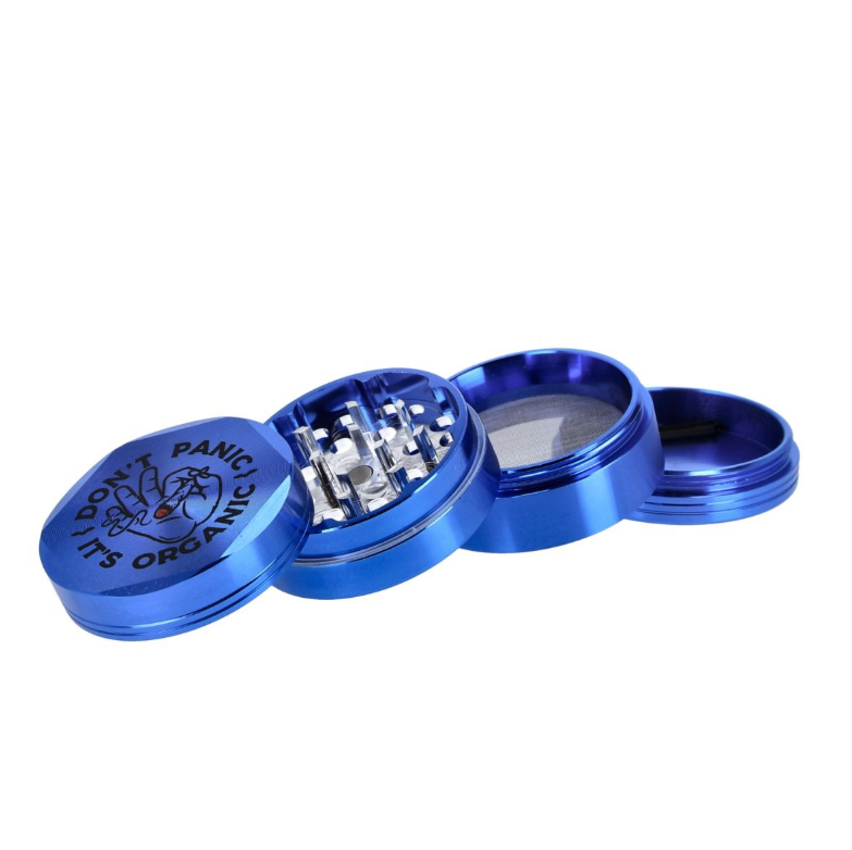 Don't Panic Aluminium Grinder – Blau – 4-teilig, 55 mm