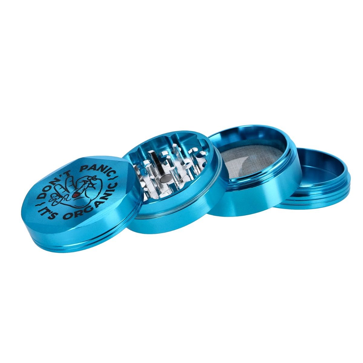Don't Panic Aluminium Grinder – Türkis – 4-teilig, 55 mm