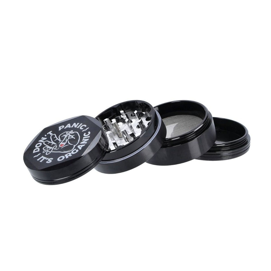 Don't Panic Aluminium Grinder – Schwarz – 4-teilig, 55 mm